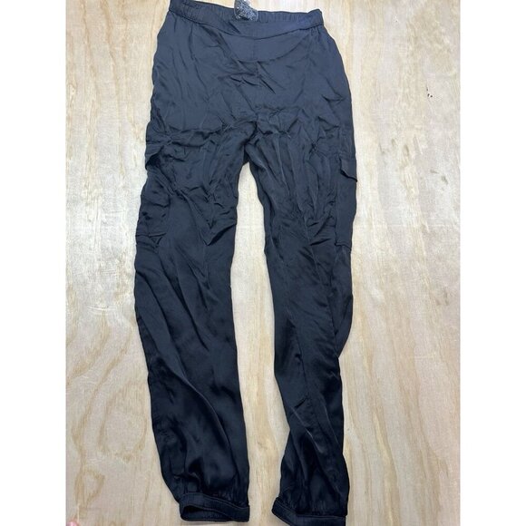 Johnny Was Khay Black Cargo Jogger Pants Boho Pocket XS Satin Soft NEW! $210 - Picture 1 of 7